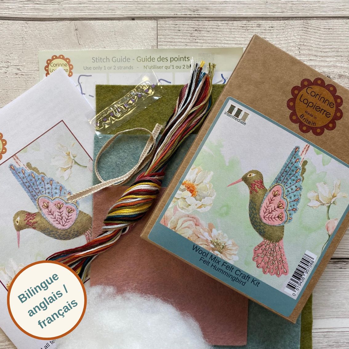 Felt hummingbird embroidery kit