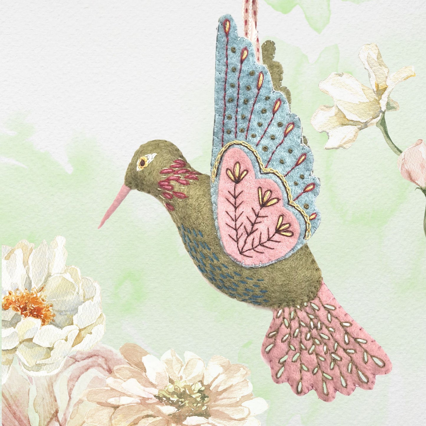 Embroidered hummingbird
