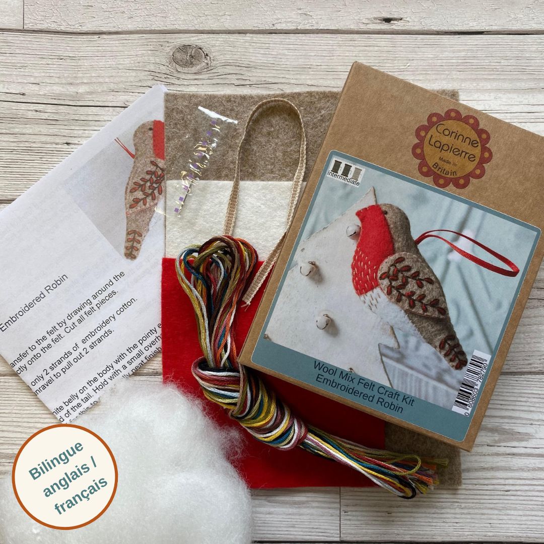 Robin Felt Craft Mini Kit: Embroidered Ornament DIY Kit - Corinne Lapierre