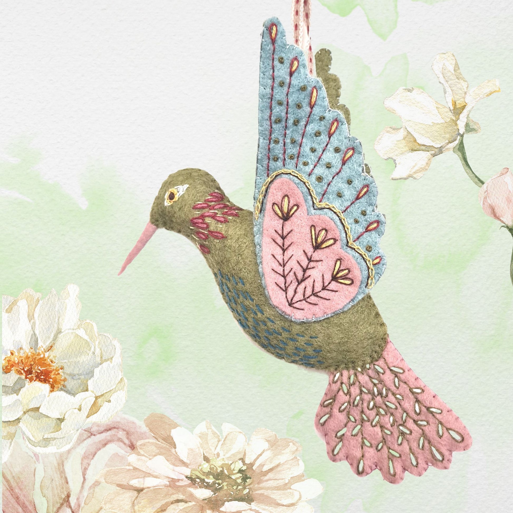 Embroidered hummingbird